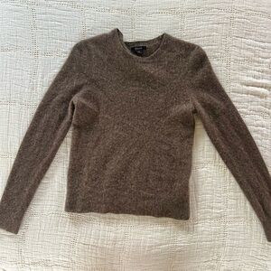 Quince cashmere brown fuzzy crew neck sweater size small
